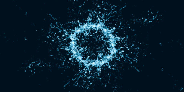 istock Water spray and water bubbles Splash on black background 3d illustration 1302803355