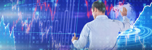 istock Composite image of businessman in blue shirt touching interface 1302809170