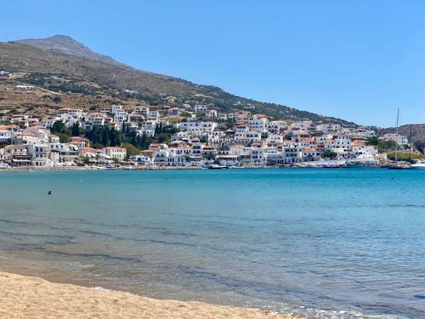 Batsi village on the island of Andros in Greece, Europe stock photo