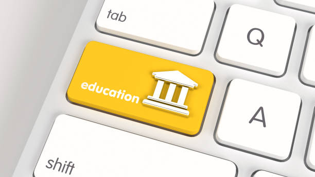 Home schooling concept. Computer keyboard with the word education Home schooling concept. Computer keyboard with the word education Apply for Graduate Programs stock pictures, royalty-free photos & images