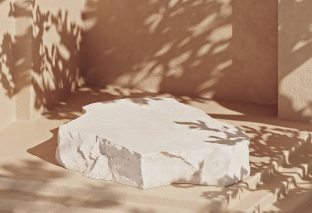 istock Minimal stone podium for packaging branding or cosmetic presentation 1302811991