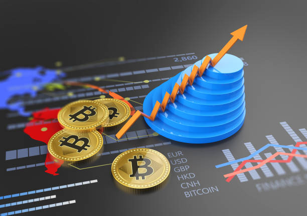 istock Cryptocurrency Bitcoin growing chart and virtual financial banking crypto currency market exchange 3D 1302812031