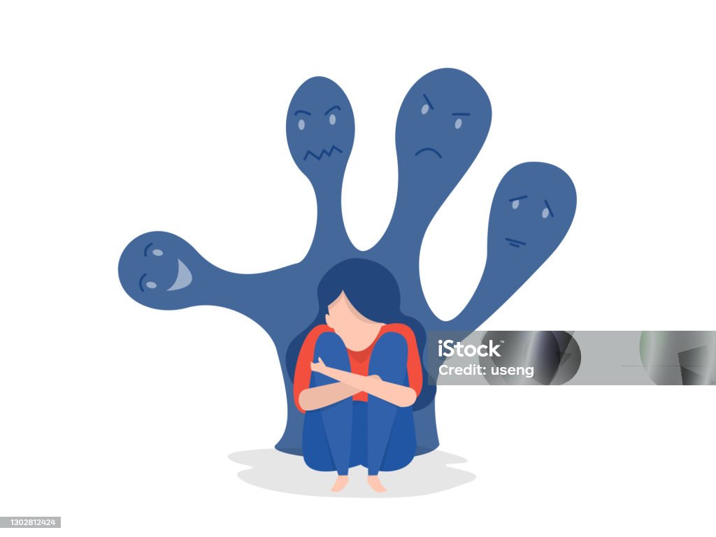 Paranoia Vector Woman With Psychiatric Illness Mental Disorders Paranoia Vector Stock ...
