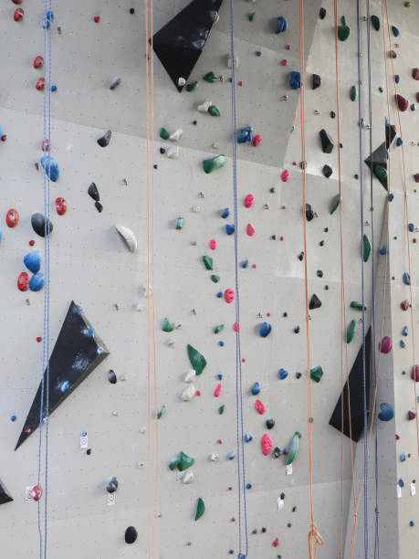 istock climbing wall with colored ropes in Bos en Lommer Amsterdam 1302813677