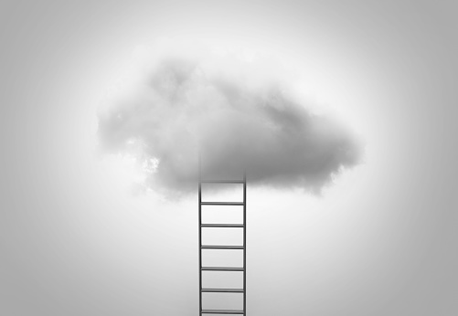 Ladder going up into cloud