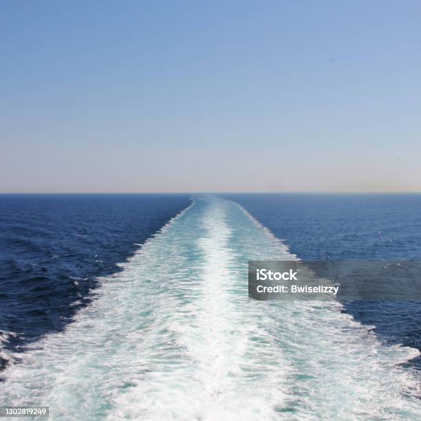 Trail In The Sea Stock Photo - Download Image Now - Passenger Craft, Color Image, Denmark