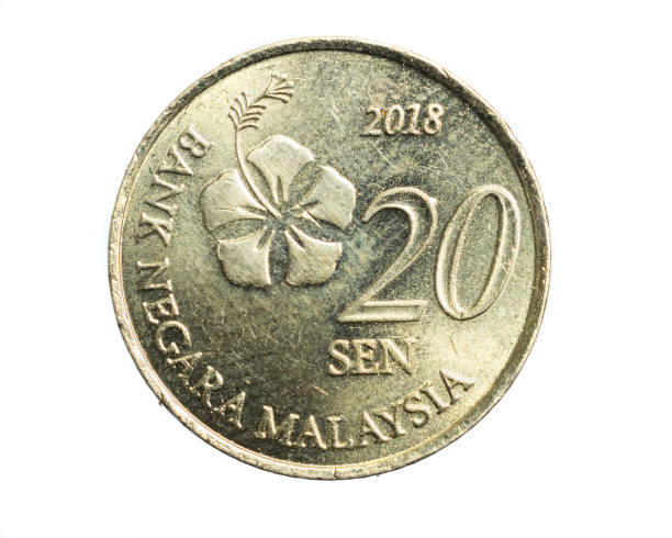 istock Malaysia twenty sen coin on a white isolated background 1302820544