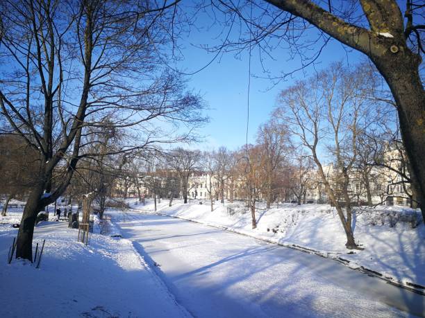 istock Winter canal in Riga 1302824667
