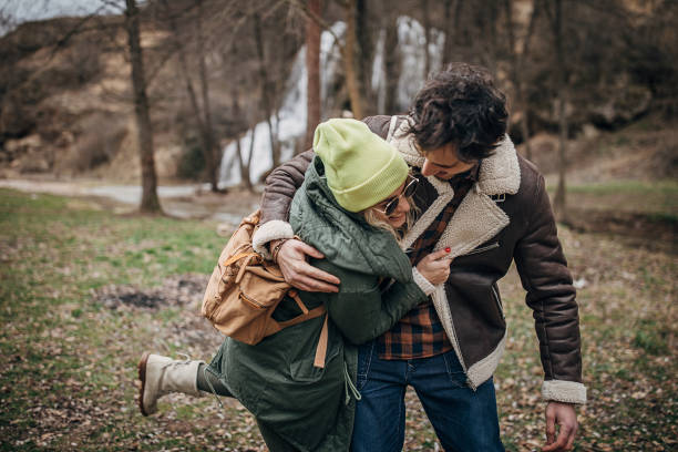 istock Happy couple exploring nature together 1302826671