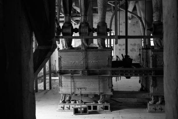 Interior of an abandoned mill.