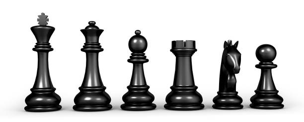 istock Set of black chess pieces isolated on white background. 3d illustration. 1302827270