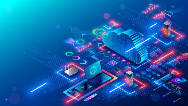 cloud-technologie. cloud computing. geräte, die über das internet mit dem digitalen speicher im rechenzentrum verbunden sind. iot. smart home. kommunikations-laptop, tablet, telefon und haushaltsgeräte mit online-datenbank. - radkappe stock-grafiken, -clipart, -cartoons und -symbole
