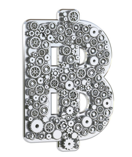 istock Gear Thai baht symbol isolated on white background. Mechanical concept. 3D rendering. 1302832427