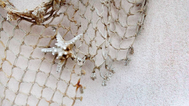 istock fishing net with starfish on white concrete wall 1302832482