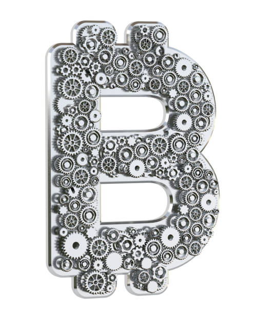 istock Gear Bitcoin symbol isolated on white background. Mechanical concept. 3D rendering. 1302832782