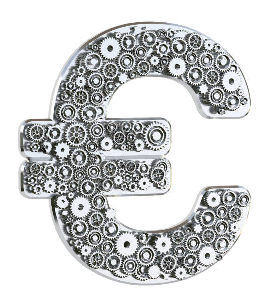 istock Gear Euro symbol isolated on white background. Mechanical concept. 3D rendering. 1302832790