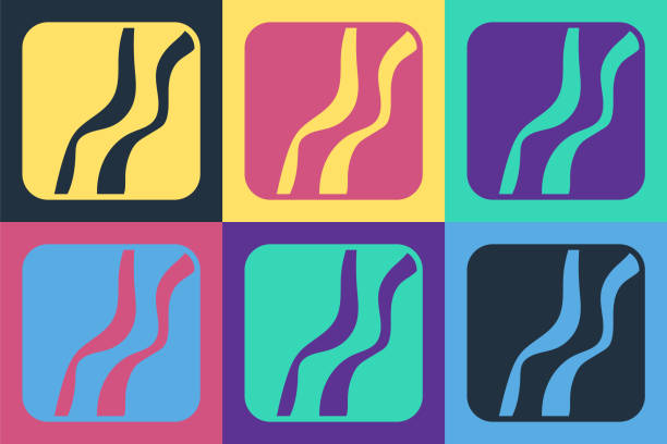 istock Pop art Snake paw footprint icon isolated on color background. Vector 1302835207