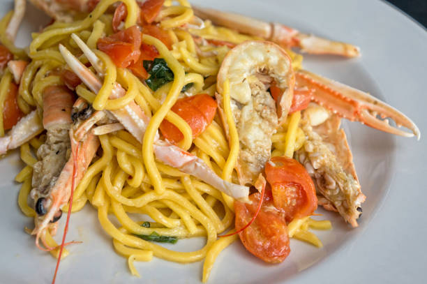istock Seafood pasta closeup 1302835988