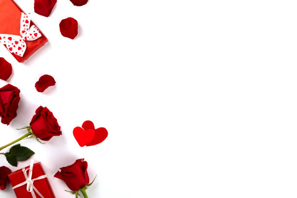istock Red fresh roses  Traditional holiday gift. 1302837671