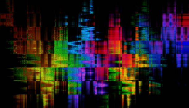 istock Abstract Glitch Colorful Pixel Noise Neon Black Glowing Background Wind Blurred Motion Problems Television Static TV Color Futuristic Grid Pattern Square Cube Block Texture Technology Cubism Art Digitally Generated Image 1302839055