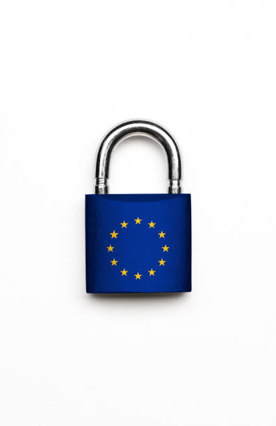 istock European Union Flag on the Lock 1302840367