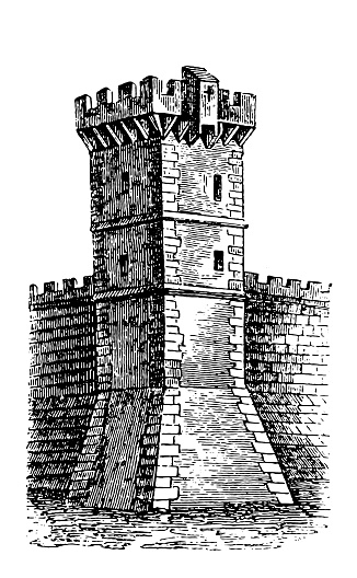 Illustration of a French fortification towers at the turn of the 13th century