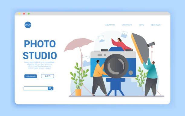 Photo studio abstract concept Photo studio abstract concept. Flat cartoon vector illustration. Website, webpage, landing page template photo shoot stock illustrations