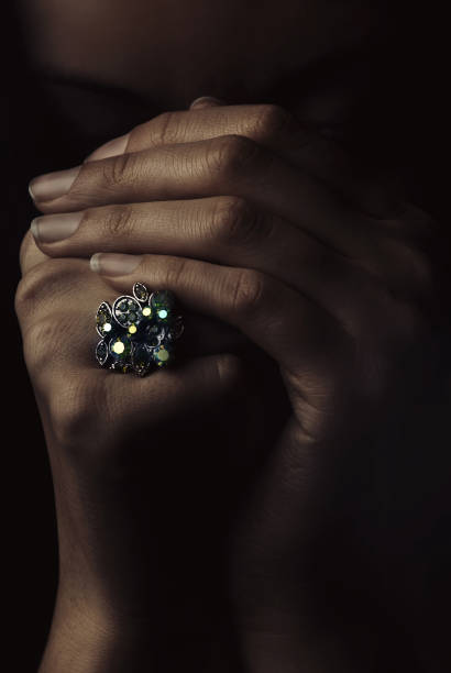 Hands on a white background. Male and female hand on a white background. Rings on the hands.