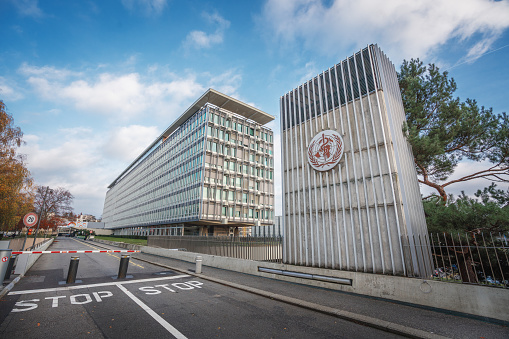 Geneva, Switzerland - December 03, 2019: World Health Organization (WHO) - United Nations specialized agency - Geneva, Switzerland