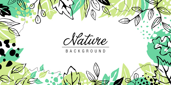 Grunge abstract, nature background with green leaves. Fully editable vector, easy to change color, ready to put your message, logo or any other graphics.