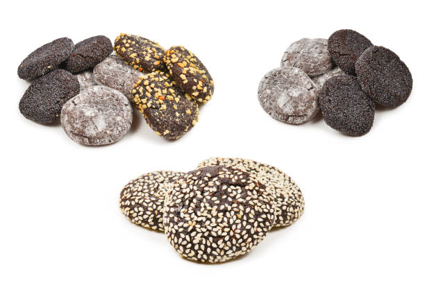 istock Chocolate cookies isolated on white background. 1302851825