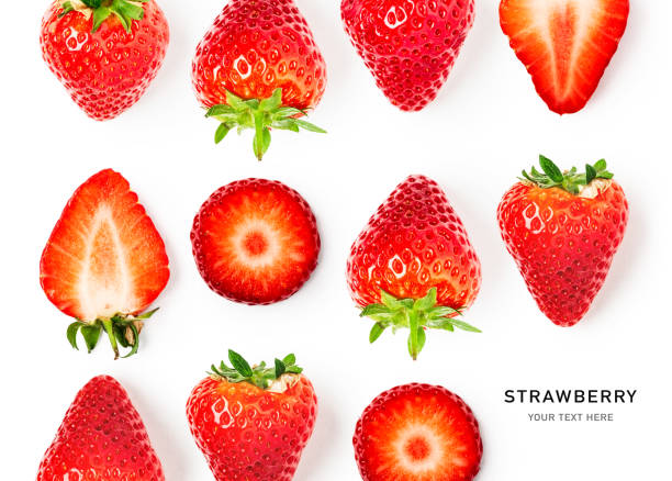 istock Strawberry fruits and leaves creative composition 1302853994