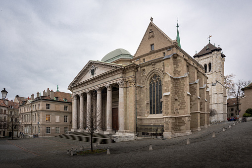 St.Gallen, Switzerland, the Baroque style facade of the  Cathedral