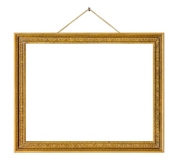 istock Old wooden picture frame hanging on a rope 1302855244