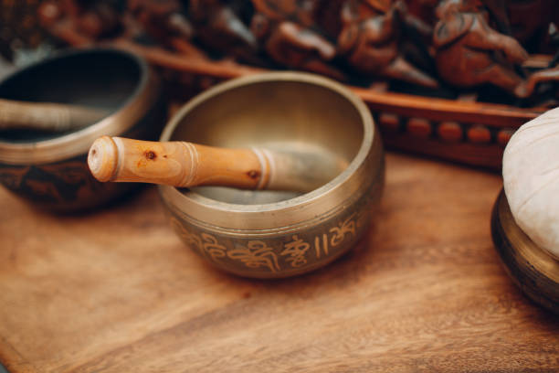 istock Stuff tibetan bowl accessories for thai massage procedure at beauty spa 1302870476