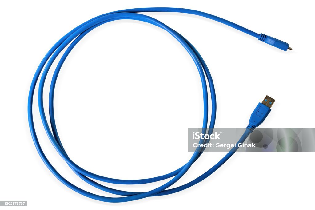 Blue Usb Input A Blue Usb Cable Plug Stock Photo - Download Image Now - Cable, Color ...