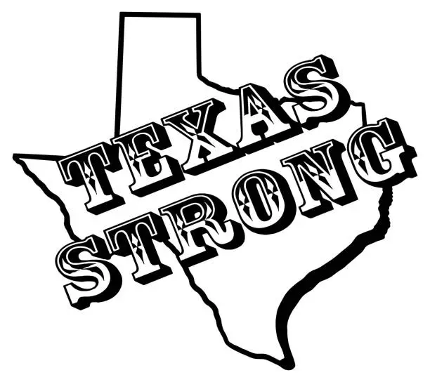 Vector illustration of Texas Strong on outline of the state of texas