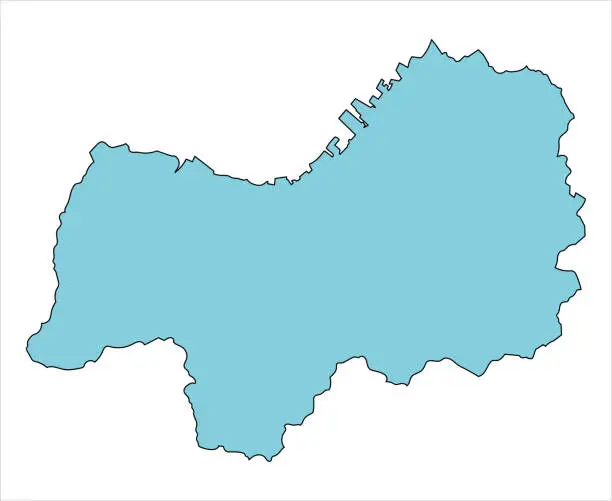 Vector illustration of Map of Shikokuchuo City, Ehime Prefecture, Japan.