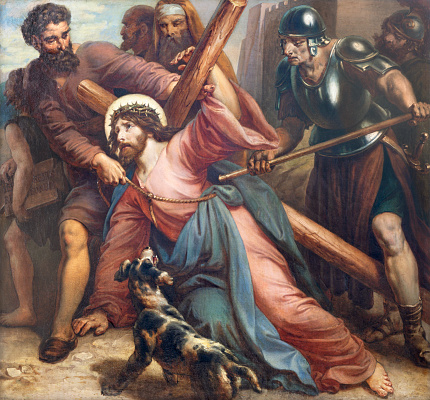 Rome - The fresco of Crucifixion in the church San Girolamo dei Croati by  Pietro Gagliardi (1847-1852).