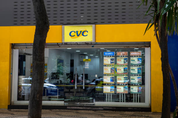 Facade of CVC travel agency at Sao Paulo, Brazil. Sao Paulo, Brazil - feb 03, 2021 - Facade of CVC travel agency at Sao Paulo, Brazil. CVC agency is listed on the stock exchange in Sao Paulo, Brazil cvc stock pictures, royalty-free photos & images