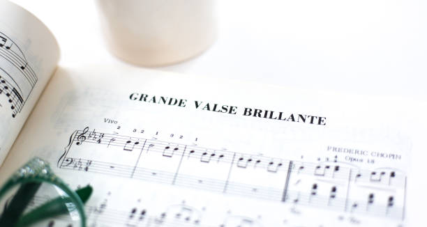 istock Chopin's Sheet Music, Glasses, Coffee Cup 1302887177