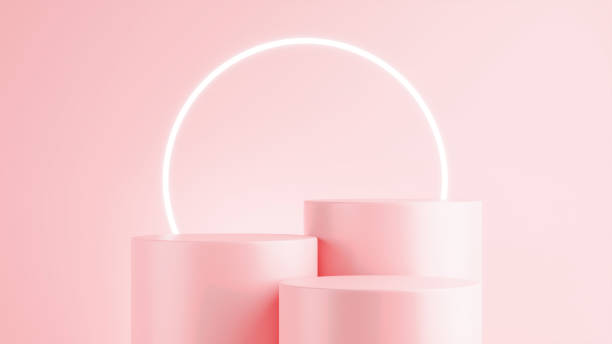 istock 3d render of pink podium for product display 1302891366