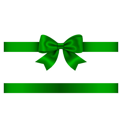green bow and ribbon vector