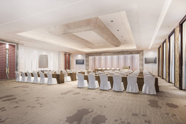 istock 3d rendering seminar executive room in hotel 1302896855