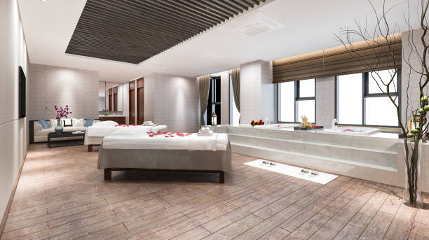 istock 3d rendering spa and massage wellness in hotel suite 1302896858