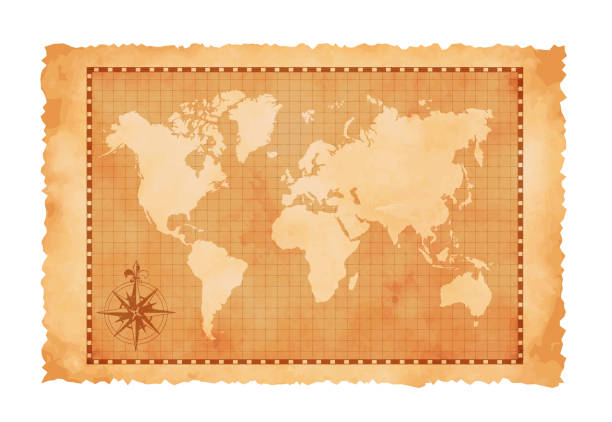 Old vintage world map vector illustration Old vintage world map vector illustration map treasure map old pirate stock illustrations