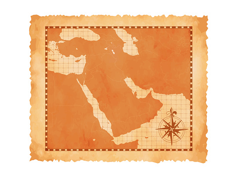 Old vintage middle east ( western asia ) map vector illustration