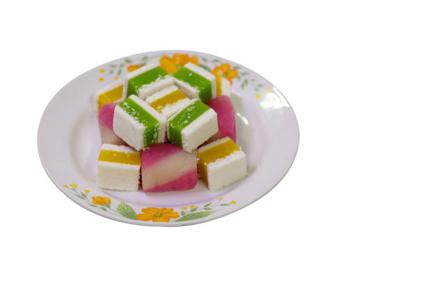 istock Colorful Thai desserts on a plate on a white background 1302899777