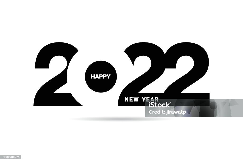 Bonne année 2022 conception de texte. pour modèle de conception de brochure, carte, bannière. Illustration vectorielle. Isolé sur fond blanc. - clipart vectoriel de 2022 libre de droits