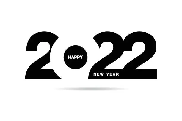 Vector illustration of Happy New Year 2022 text design. for Brochure design template, card, banner. Vector illustration. Isolated on white background.